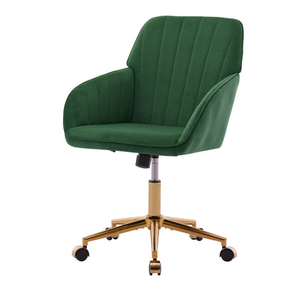 Luxurious Ergonomic Velvet Swivel Office Chair with Golden Base for Home and Bedroom