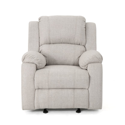 Manual Recliner Chair with Linen Upholstery, 34.5W x 39D x 39H in, Space-Saving Living Room Chair, Beige