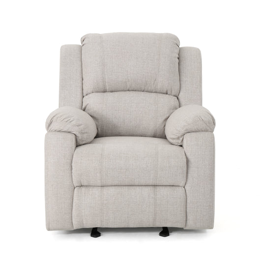Manual Recliner Chair with Linen Upholstery, 34.5W x 39D x 39H in, Space-Saving Living Room Chair, Beige