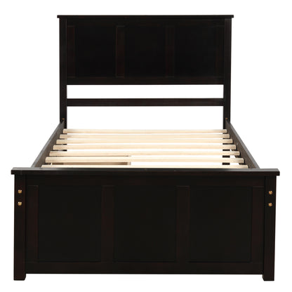 Espresso Twin Size Platform Bed with Dual Under-Bed Drawers on Wheels
