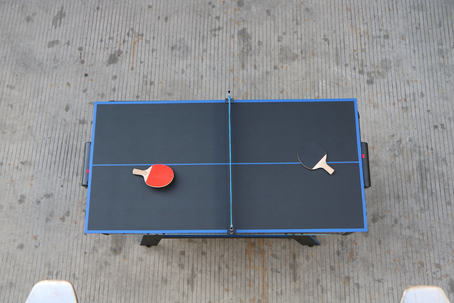 60-Inch 2-in-1 Air Hockey & Table Tennis Multifunction Table, MDF, Easy Assembly - Black, White & Blue