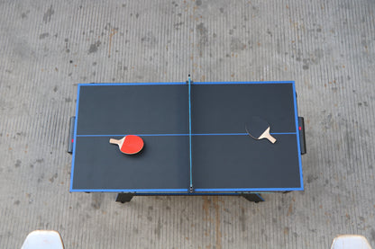 60-Inch 2-in-1 Air Hockey & Table Tennis Multifunction Table, MDF, Easy Assembly - Black, White & Blue