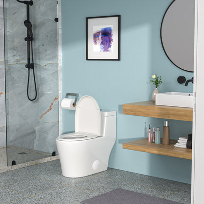 Modern Ceramic Elongated One-Piece Toilet with Soft-Close Seat and Dual Flush Function