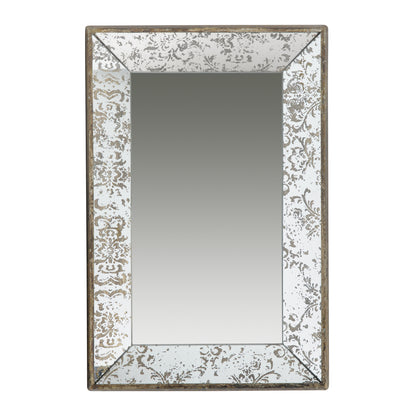 Antique Silver Floral Accented Rectangle Mirror & Versatile Display Tray - 24" x 15"