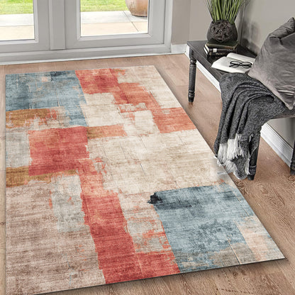 5' x 7' Washable Non-Slip Area Rug - Durable Polyester Pile, Rubber Backing, Machine Washable, Ivory Multi