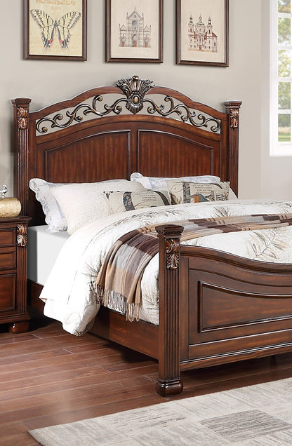 Elegant Dark Cherry Tufted Faux Leather Eastern King Size Bed with Headboard and Footboard