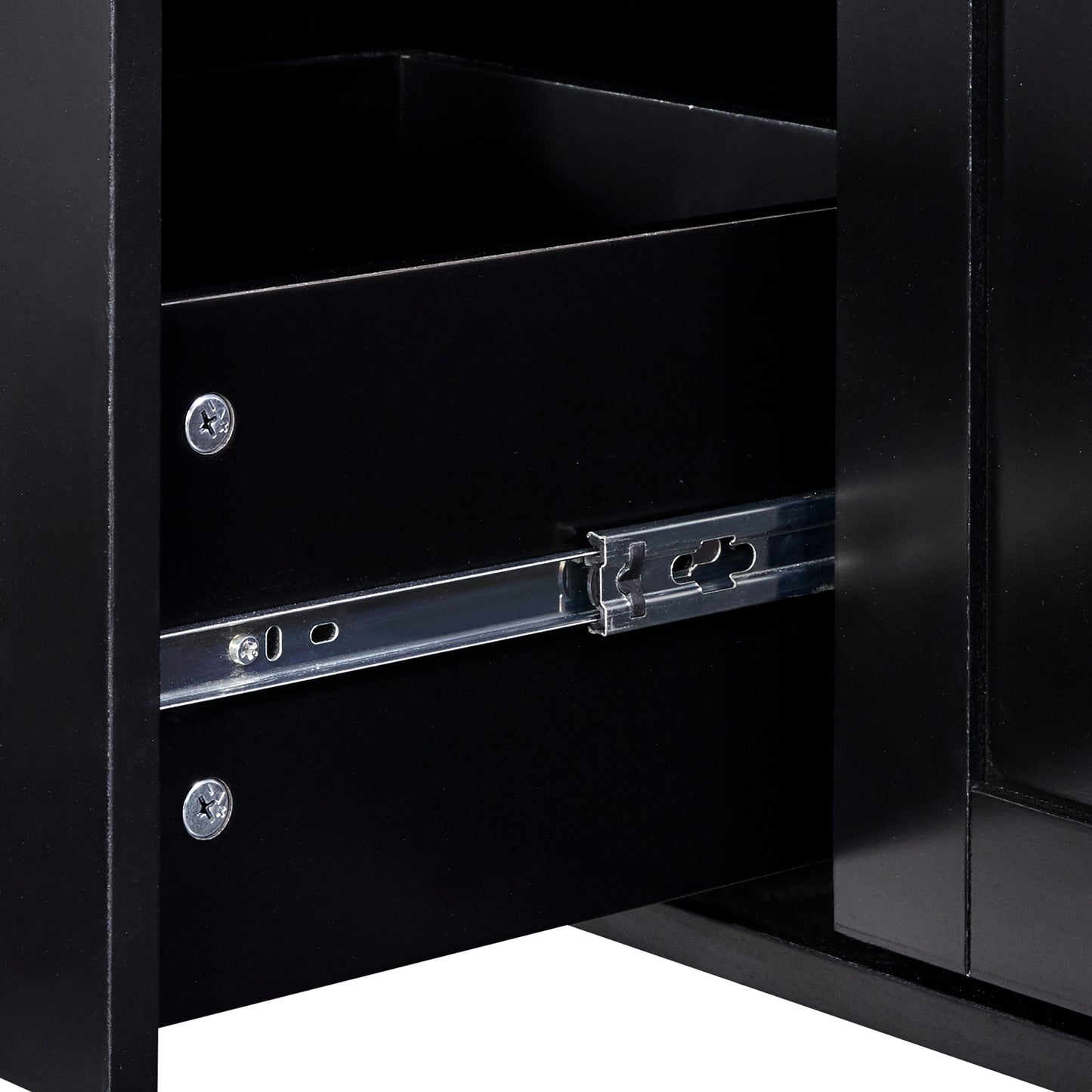 K&K Multifunctional Rolling Kitchen Cart with Rubber Wood Top, 3 Drawers, 2 Slide-Out Shelves, and Ample Storage, Mobile Kitchen Island with Spice Rack & Tower Rack in Black