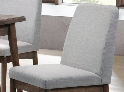 Mid-Century Dining Chair Set of 2 - Solid Wood Rubberwood, Fabric Upholstered Cushions, Natural