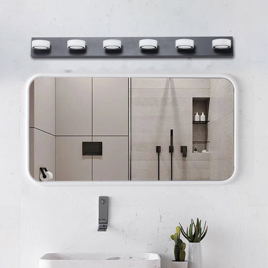 LED 6-Light Vanity Light for Bathroom Over-Mirror Wall Mount Modern Acrylic & Iron 44.9 in L Black
