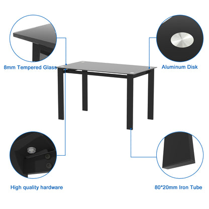 Multi Function Dining Table For Living Room Glass Top Black