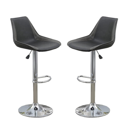 Ebony Adjustable Bar Stool Chairs Set Of 2 Chrome Base