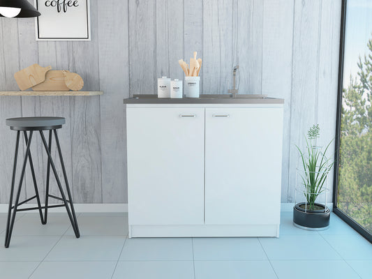 Oklahoma Modern Utility Sink Cabinet with Stainless Steel Top and Double Doors