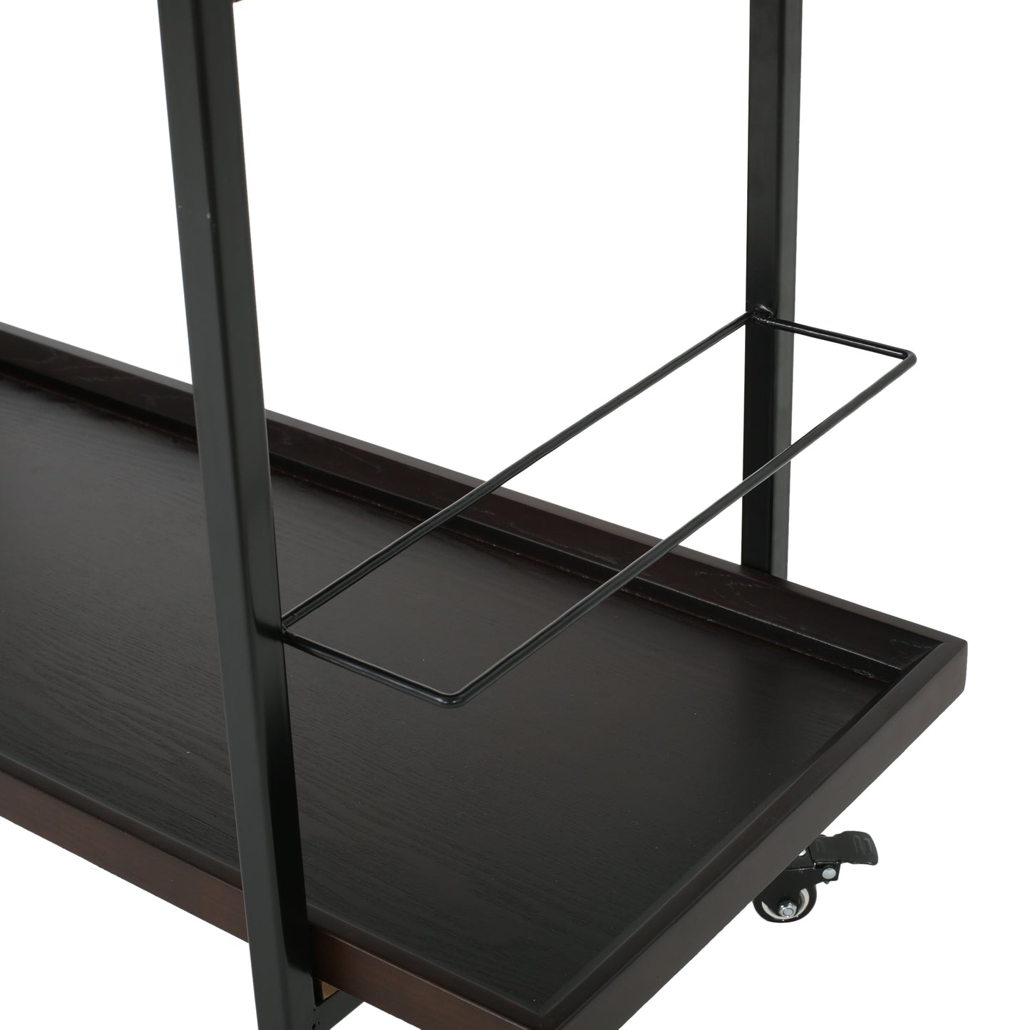 Modern Industrial Rolling Bar Cart With Wood Shelves