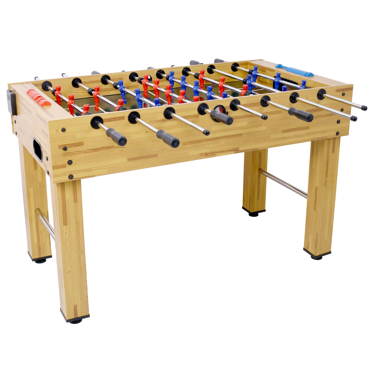 54-Inch Foosball Table for Home Game Room with Analog Scoring, 12.7mm Chrome Rods Light Cherry