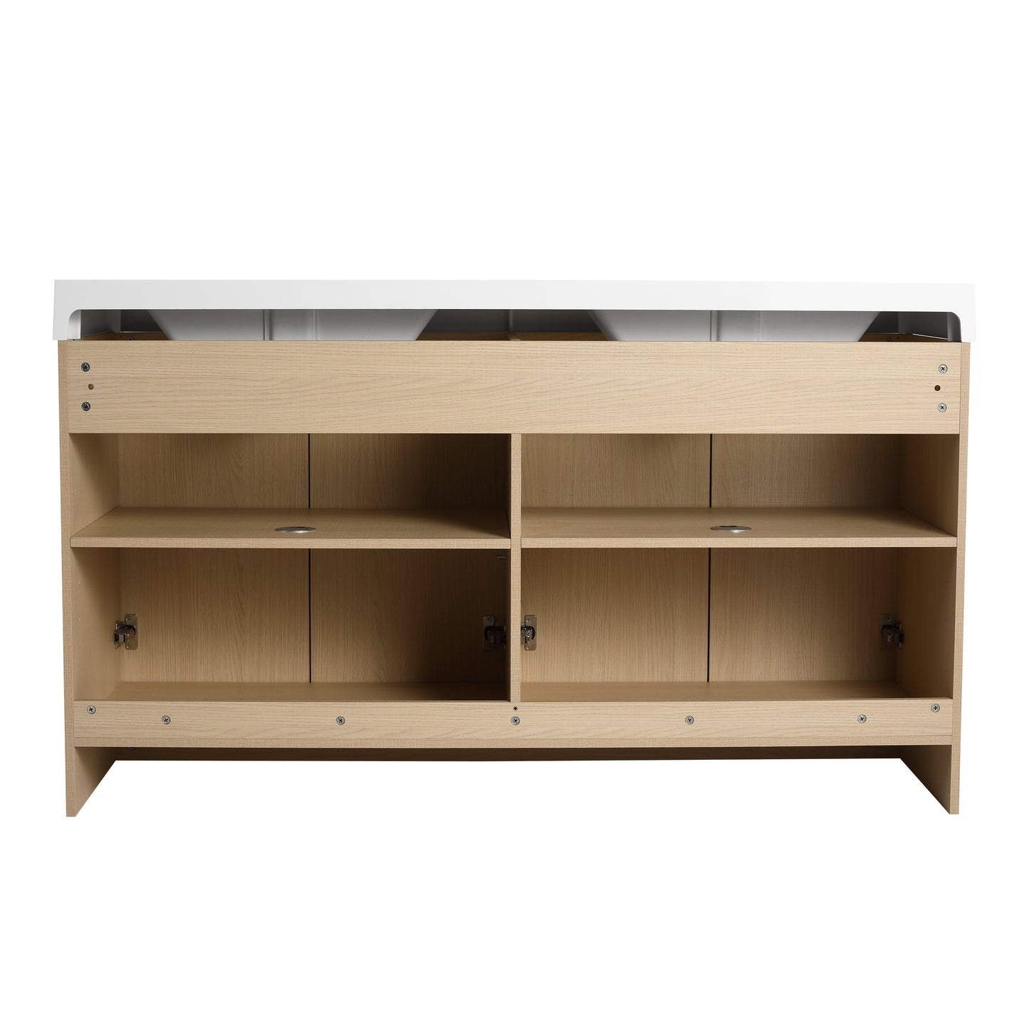 60-Inch Modern Freestanding Bathroom Vanity with Double Resin Sink & Soft-Close Doors