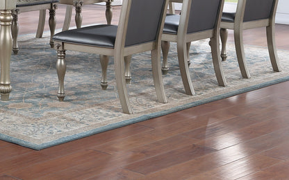 Set of 2 Formal Dining Chairs, Rubberwood, Tufted Back, Cushioned Seat, Traditional Design, Grey-Silver