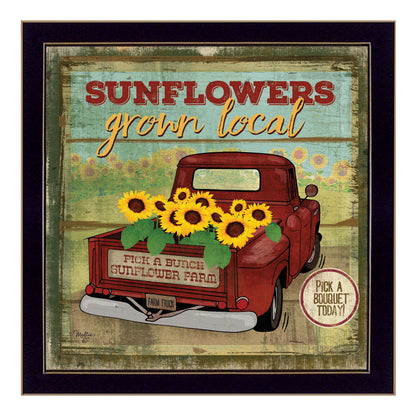 Sunflowers From the Farm – Printed Wall Art, Ready-to-Hang Framed Poster, 14 x 14 in, Paper, Multicolor