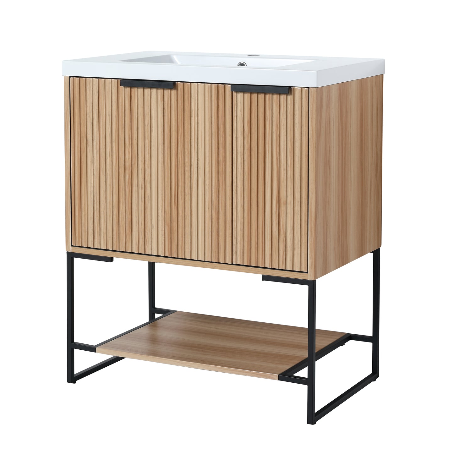 30-Inch Modern Freestanding Bathroom Vanity with Durable Resin Sink