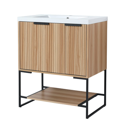 30-Inch Modern Freestanding Bathroom Vanity with Durable Resin Sink