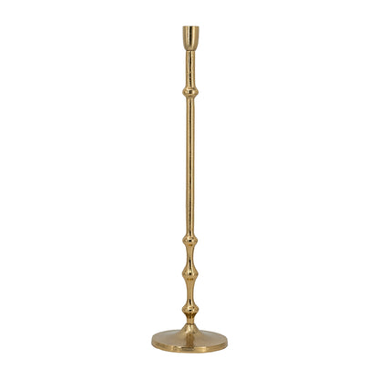 Slender Aluminum Taper Candle Holder with Bead Accents, 5.5x5.5x23.5 in, Centerpiece Decor, Bronze