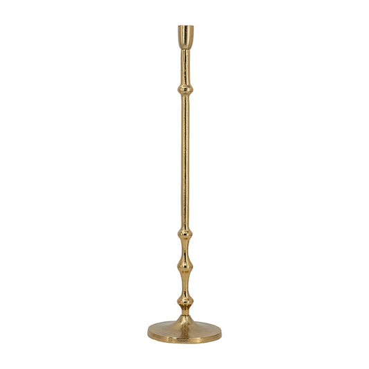 Slender Aluminum Taper Candle Holder with Bead Accents, 5.5x5.5x23.5 in, Centerpiece Decor, Bronze