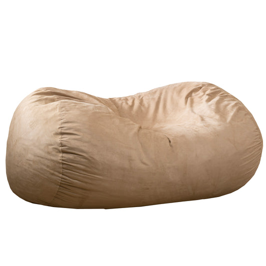 6.5-Foot Microfiber Suede Cylindrical Bean Bag, Foam-Filled, Removable Cover, 70in, Tuscany