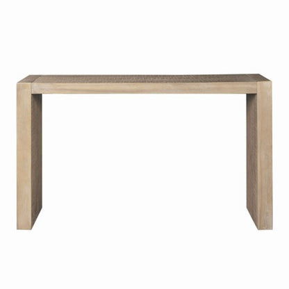 54-Inch Solid Wood Console Table for Living Room, 15D x 32H, Multi-Functional Reclaimed Wheat Finish