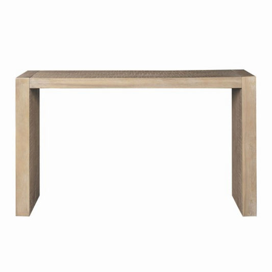 54-Inch Solid Wood Console Table for Living Room, 15D x 32H, Multi-Functional Reclaimed Wheat Finish