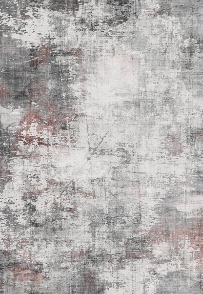 5' x 7' Washable Non-Slip Area Rug for High-Traffic Rooms, Durable Polyester Pile, Ivory Multi