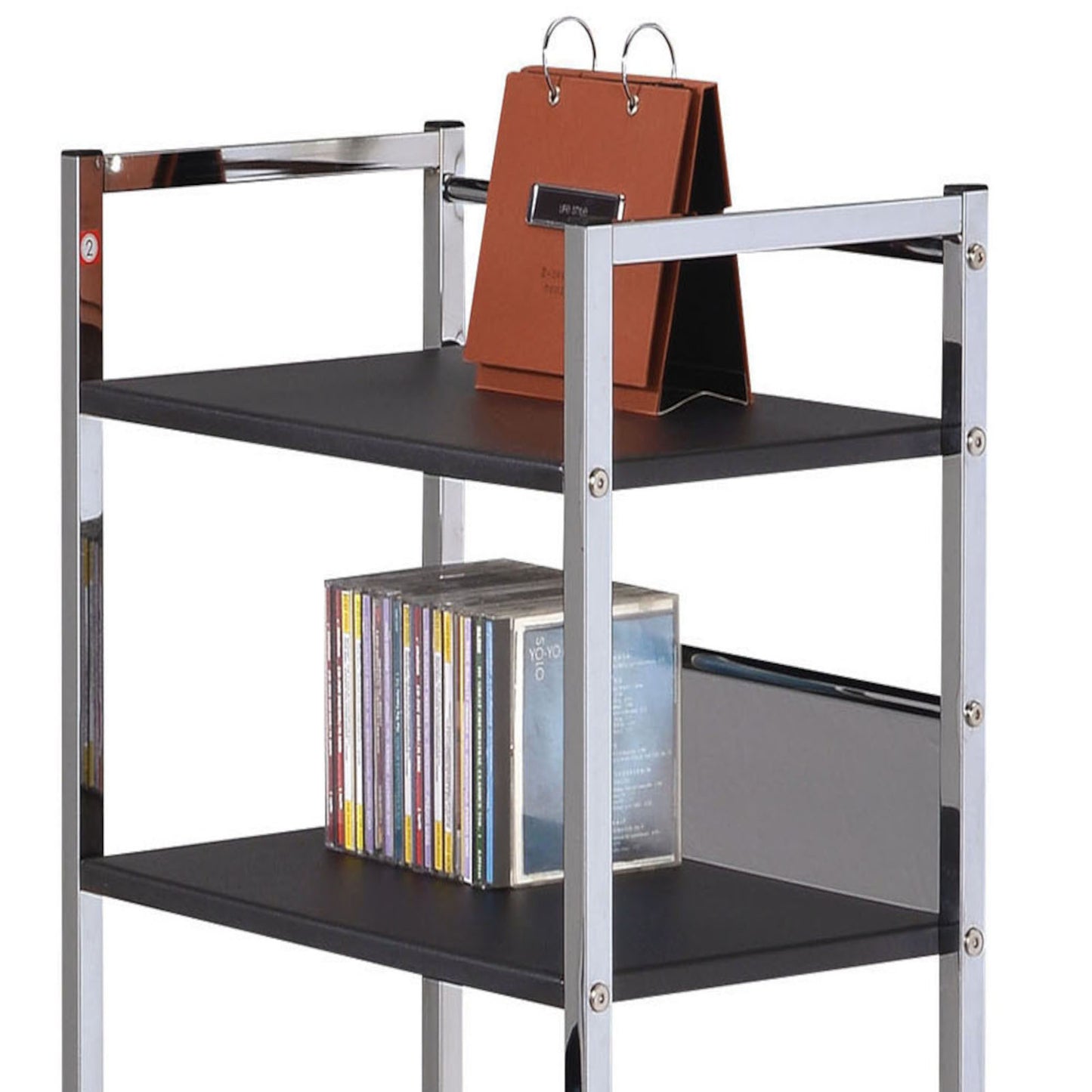 Modern Black & Chrome Industrial Writing Desk with Open Shelving