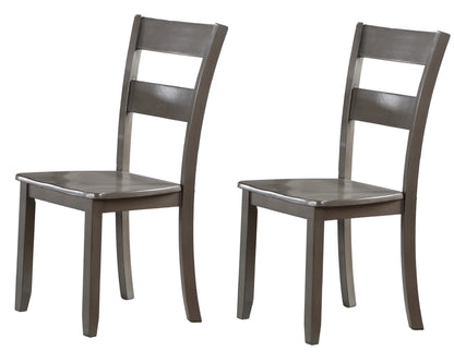 Set of 2 Wooden Dining Chairs, Ladder Back, Transitional, Dining Room, 17.8 x 17 x 38.3in, Gray