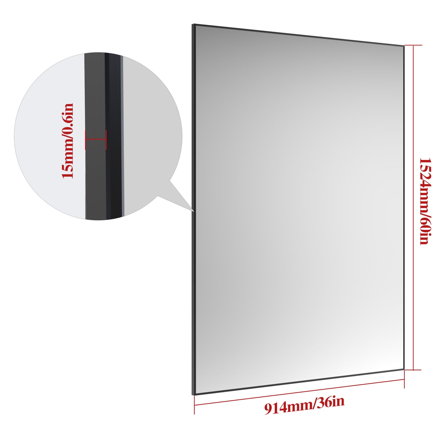 60"x36" Oversized Modern Rectangle Bathroom Mirror with Balck Frame Decorative Large Wall Mirrors for Bathroom Living Room Bedroom Vertical or Horizontal Wall Mounted mirror with Aluminum Frame