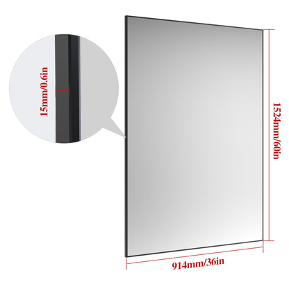 60"x36" Oversized Modern Rectangle Bathroom Mirror with Balck Frame Decorative Large Wall Mirrors for Bathroom Living Room Bedroom Vertical or Horizontal Wall Mounted mirror with Aluminum Frame