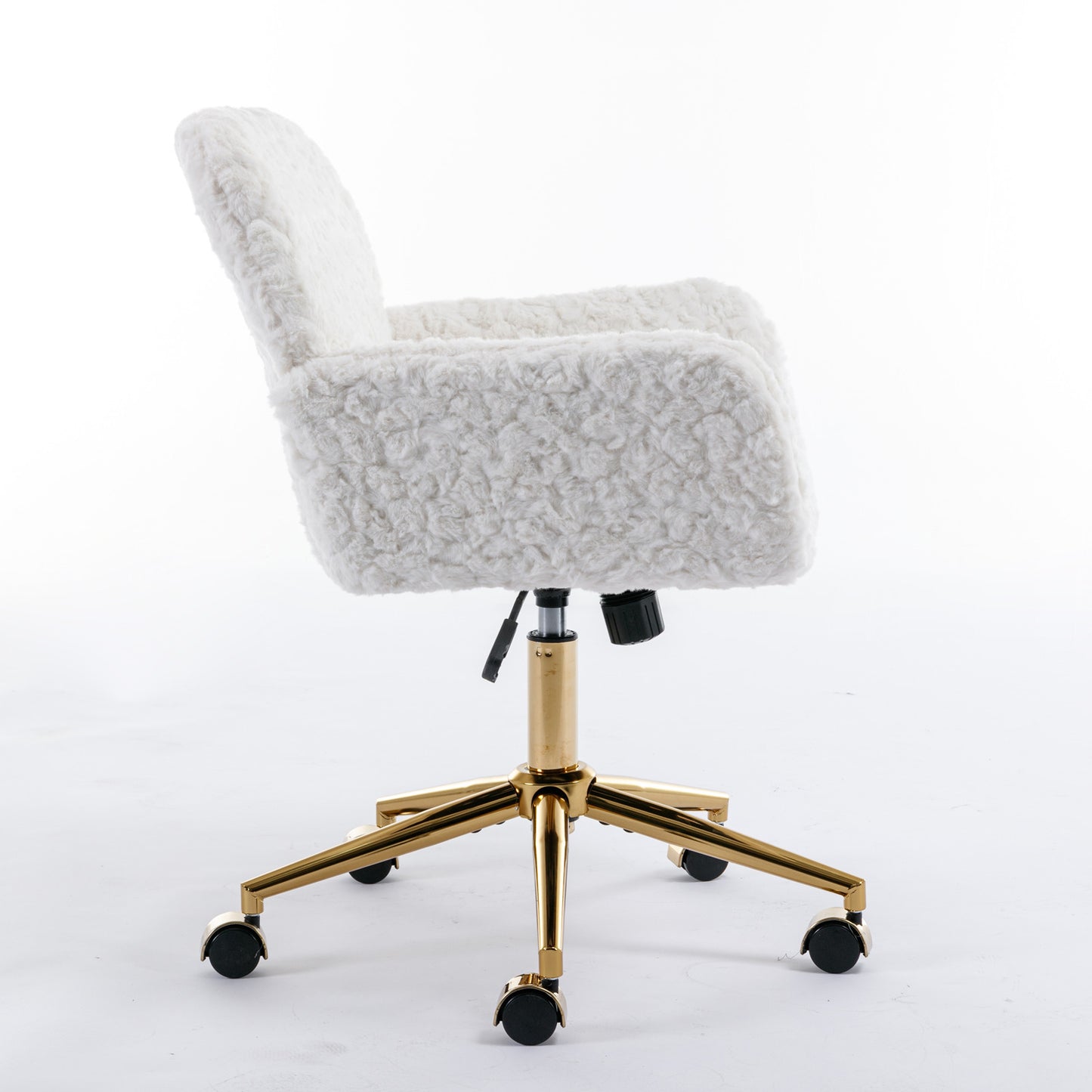 Elegant Beige Velvet Office Chair with Golden Base and Adjustable Recline, Swivel Desk & Vanity Chair