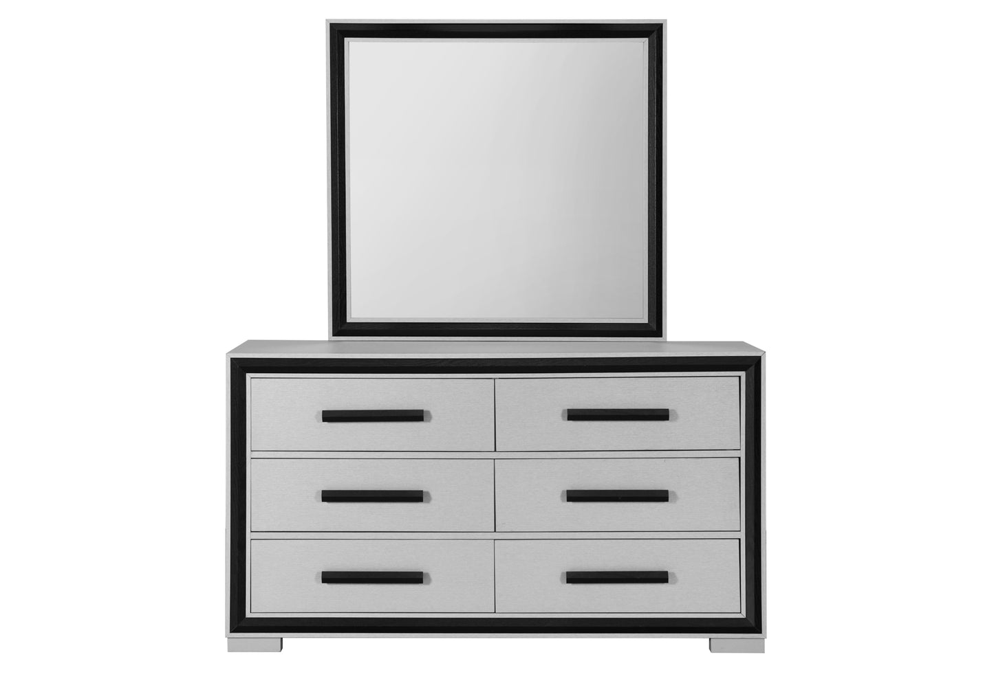 Sleek Black and Grey Solid Wood Dresser
