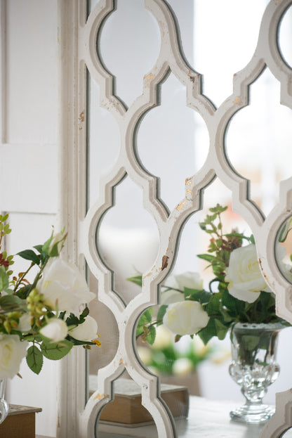 Elegant 59" Distressed White Full Body Floor Mirror for Home Decor