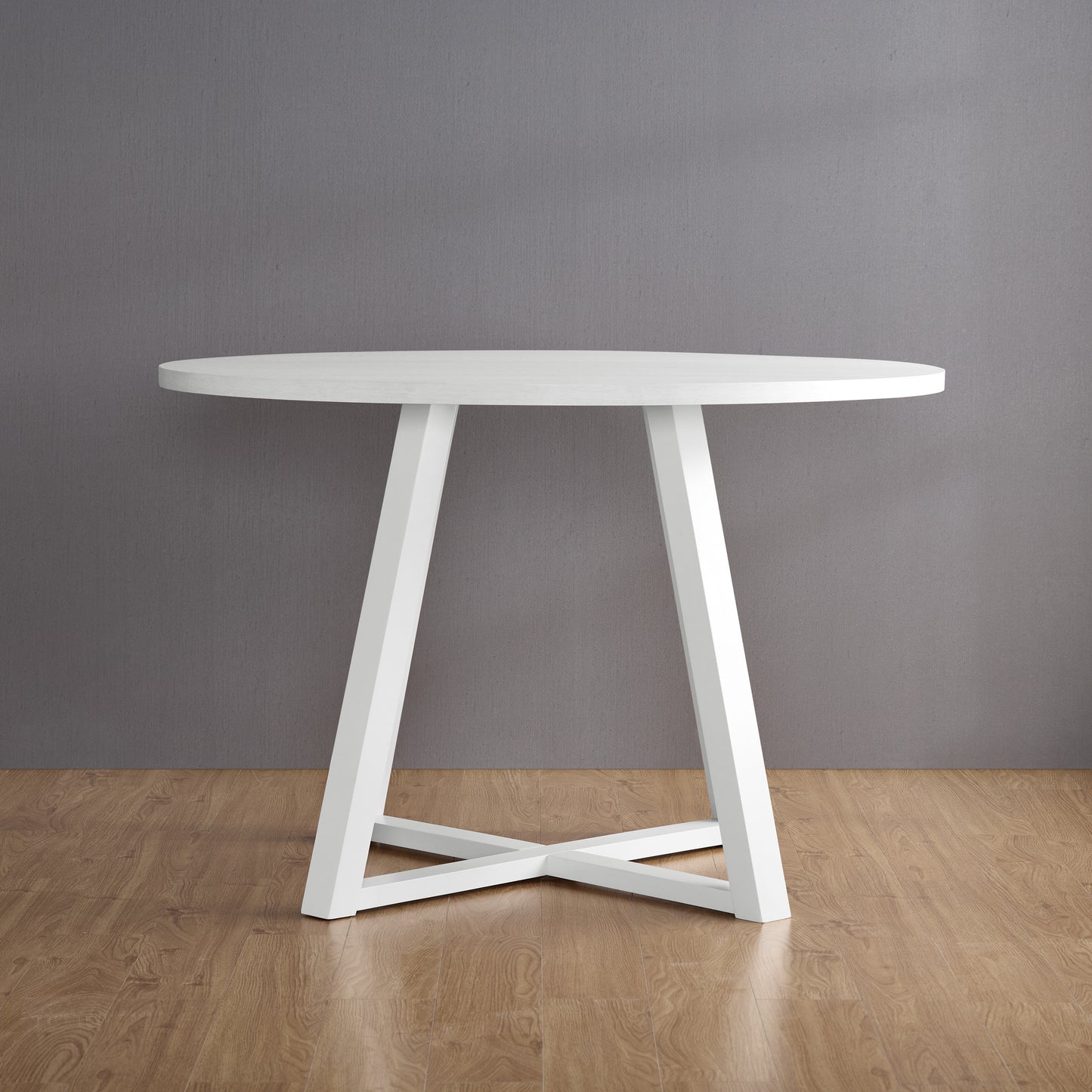 Round Dining Set 3 Piece Trestle Table And 2 Chairs White