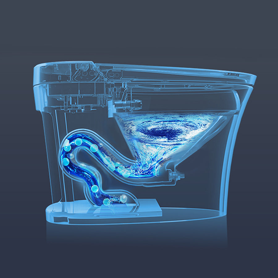 High-Tech Self-Cleaning Bidet Toilet with Dual Flush and Foot Sensor, Compact Design, LED Night Light, Soft Close, and Power Backup