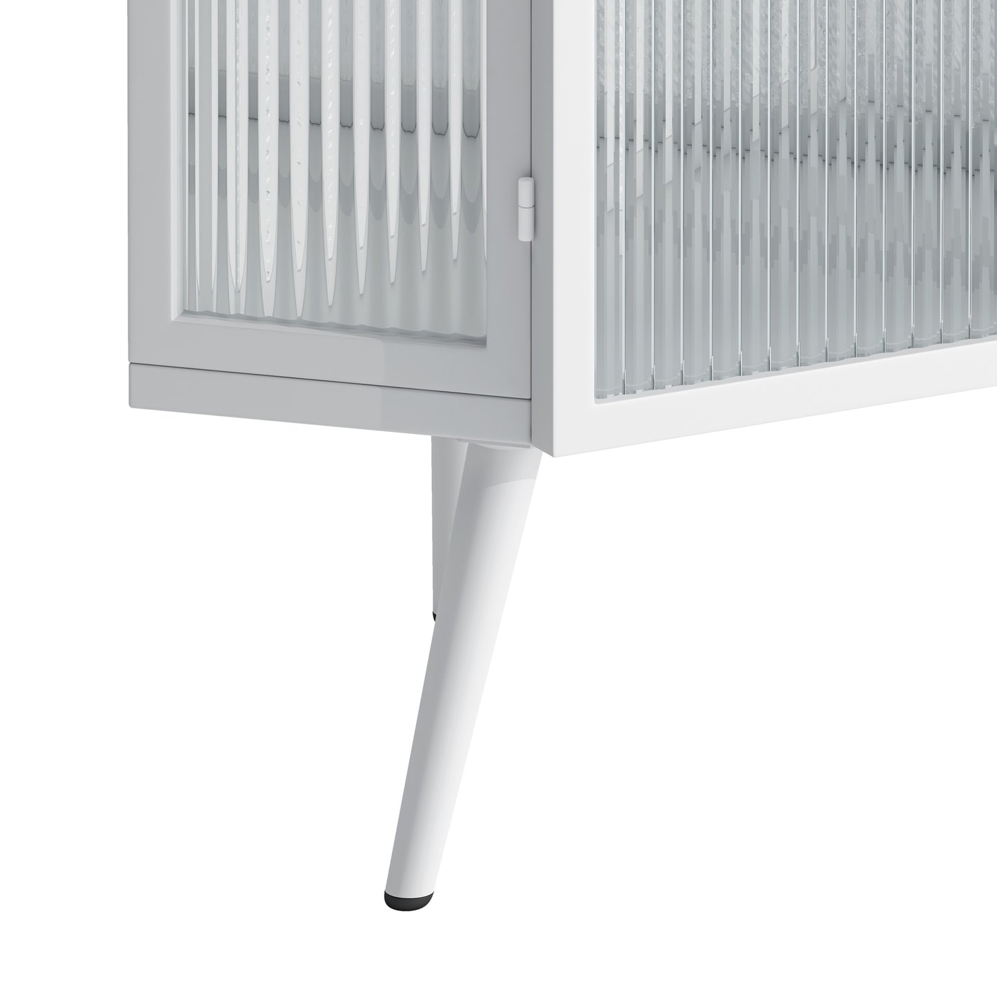 22.25" Modern White Corner Cabinet with Tempered Glass Door and Dual Storage Shelves for Home Use