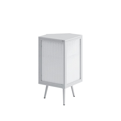 22.25" Modern White Corner Cabinet with Tempered Glass Door and Dual Storage Shelves for Home Use