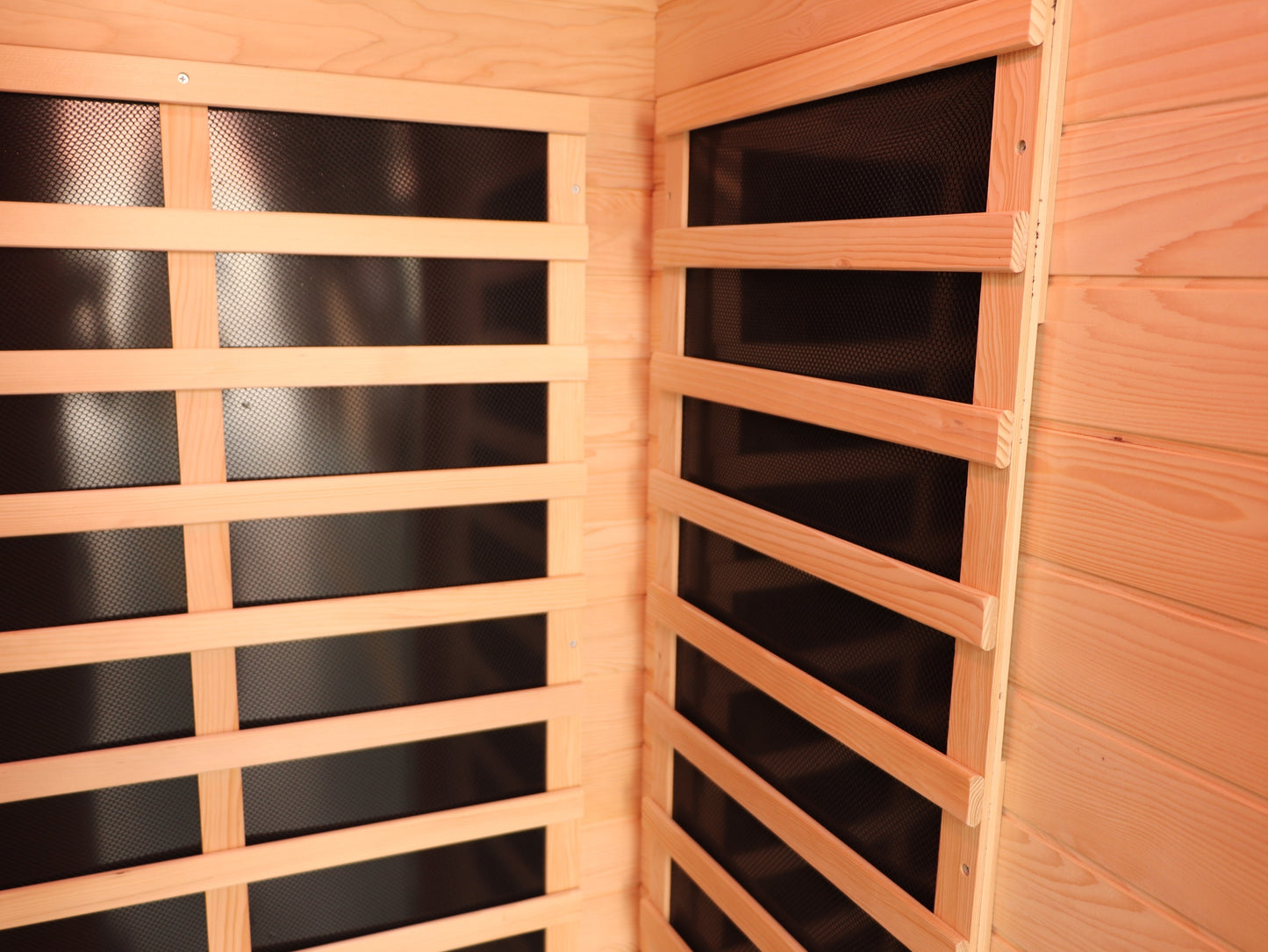 1-2 Person Far Infrared Home Sauna with Low EMF, LED Control Panel, Tempered Glass Door Natural Wood