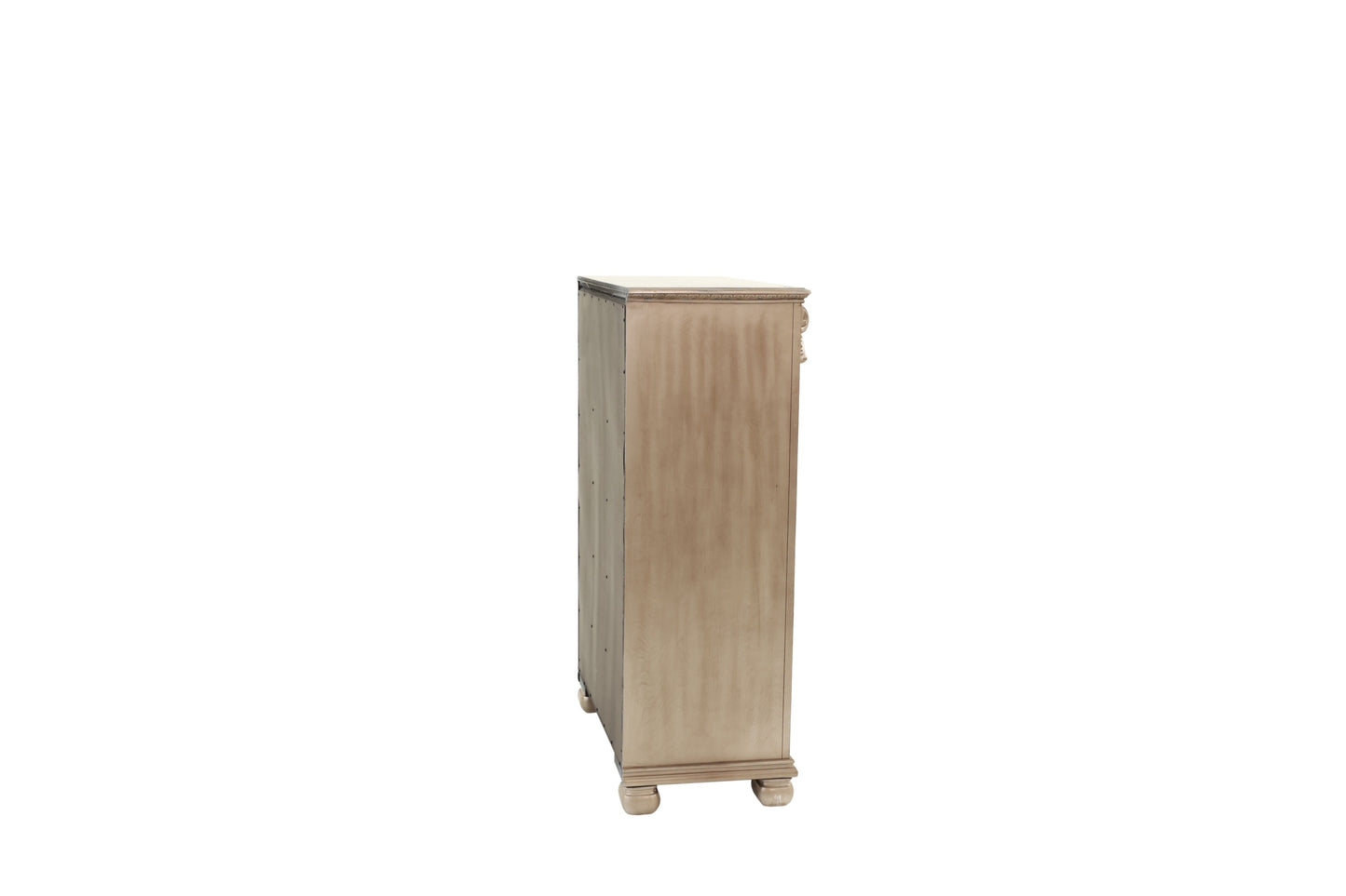 Elegant Antique Silver 5-Drawer Chest for Timeless Bedroom Storage