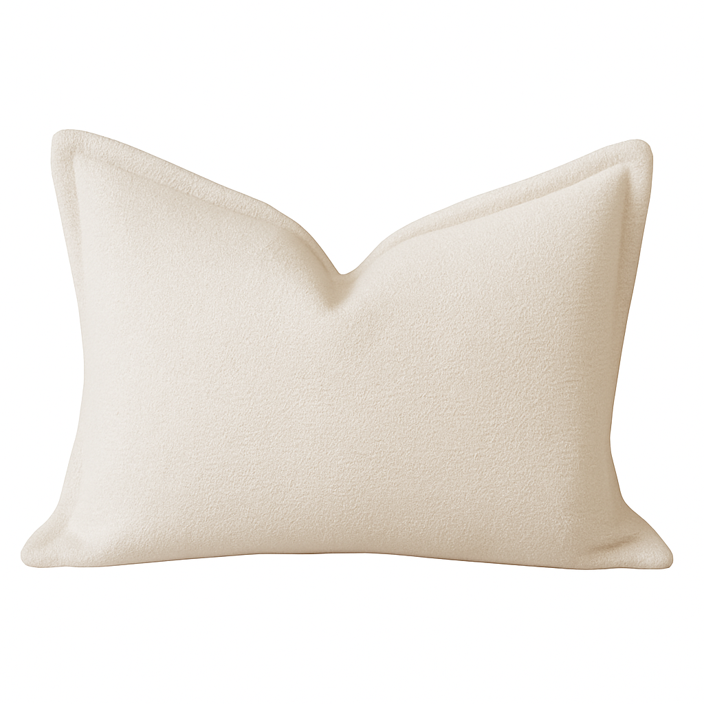 Throw Pillow 24x16 in | Plush Polyester | Tailored Edging | Minimal Modern Decor, Sofa/Bed | Ivory