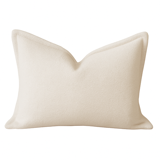 Throw Pillow 24x16 in | Plush Polyester | Tailored Edging | Minimal Modern Decor, Sofa/Bed | Ivory