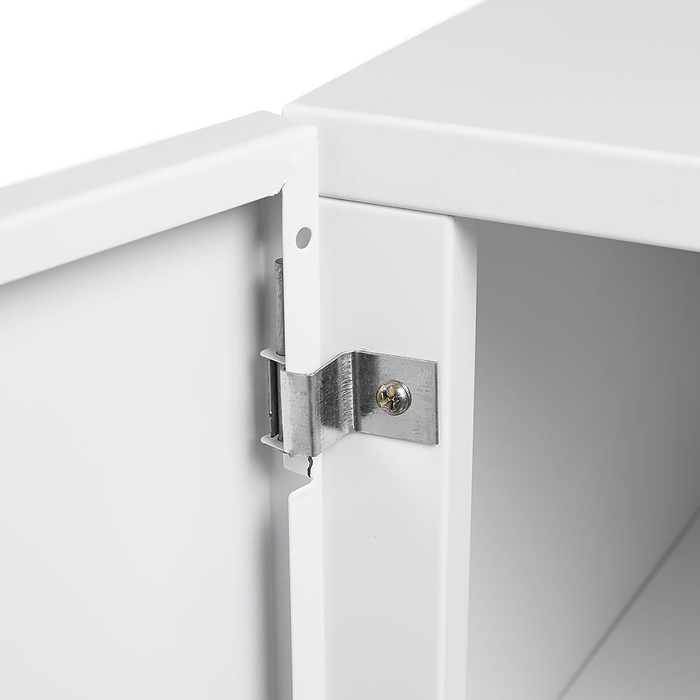 Mobile Metal Printer Stand with Storage and Adjustable Shelves for Home Office on Wheels (White)