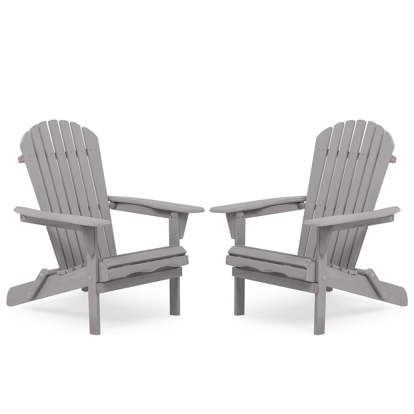 Outdoor Cedar Wood Adirondack Chair Set of 2 for Garden and Patio Comfortable Slat Back 31 Inch Gray