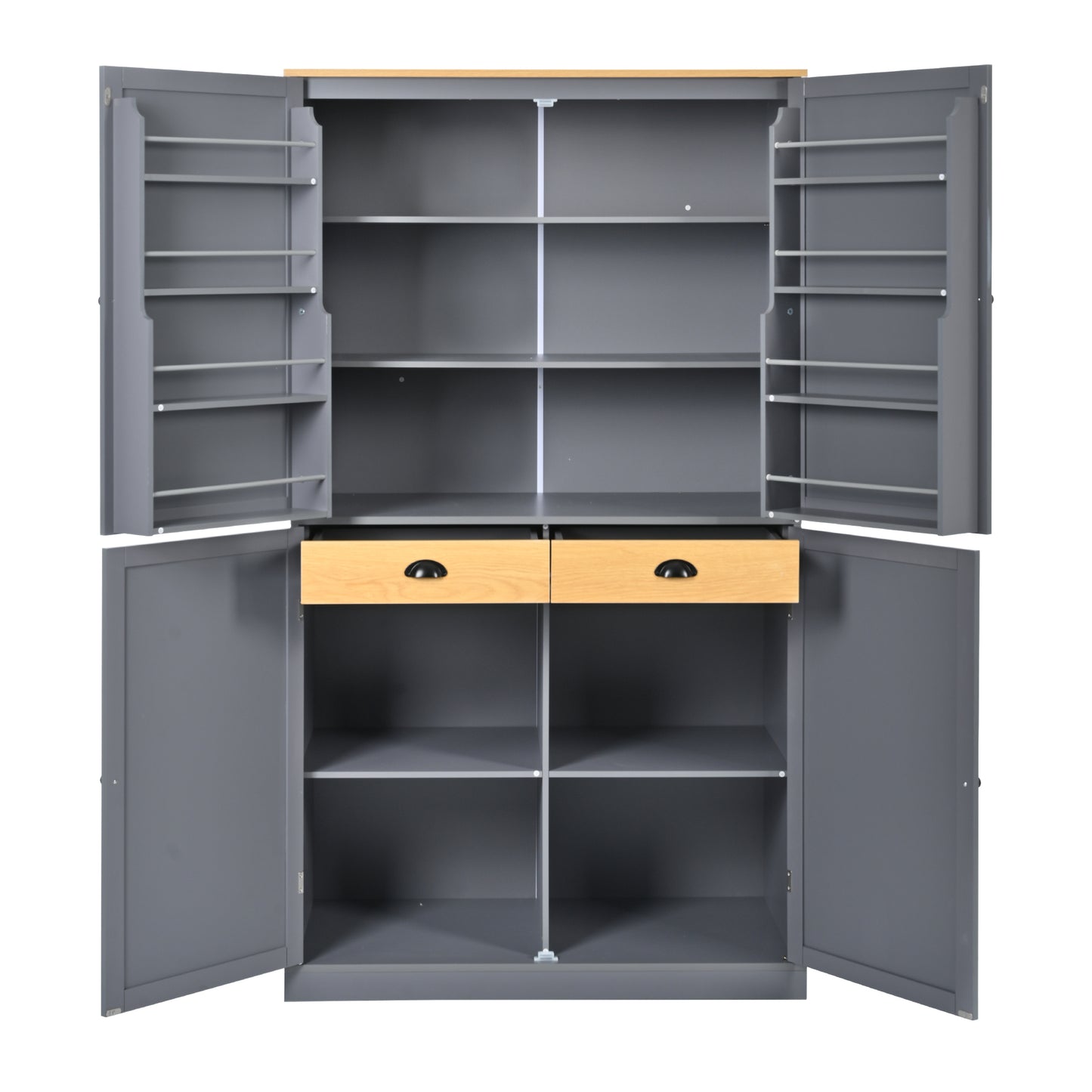 40.2"x20"x71.3" Modern High Kitchen Pantry - Spacious Storage Cabinet with Adjustable Shelves & Drawers in Gray
