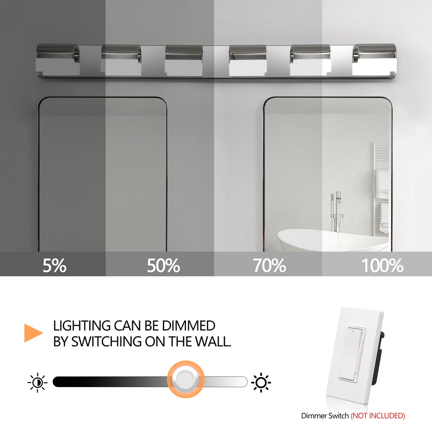 Sleek 6-Light LED Vanity Light for Modern Bathroom and Mirror Lighting
