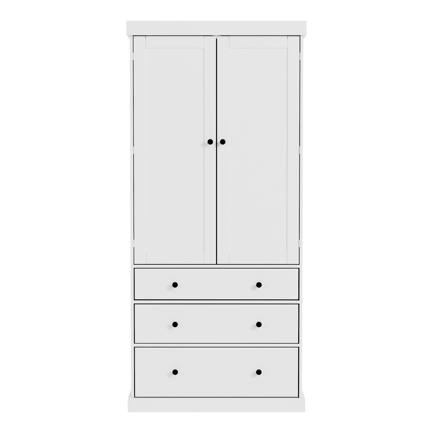 Tall White Farmhouse Kitchen Pantry - 77" Freestanding Storage Cabinet with Adjustable Shelves, Door Shelves, and Drawers