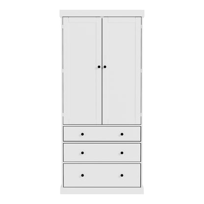 Tall White Farmhouse Kitchen Pantry - 77" Freestanding Storage Cabinet with Adjustable Shelves, Door Shelves, and Drawers